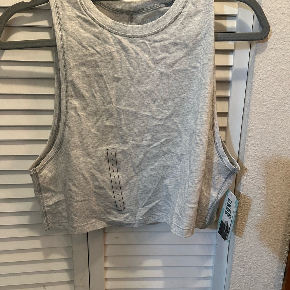 DSG Gray Crop Muscle Tee with Cut Out